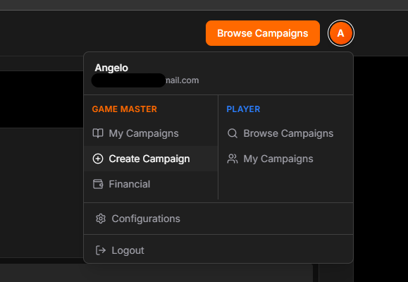 Campaign creation form showing all input fields including title, description, system selection, and cover image upload